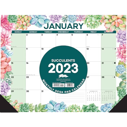 2025 Succulent Large Monthly Desk Pad Calendar Michaels